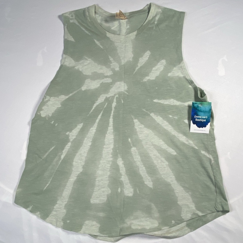 Platinum Delta Apperal Womans Soft Tie Dye Sleeveless Tank Top Soft Green Sz 2XL
